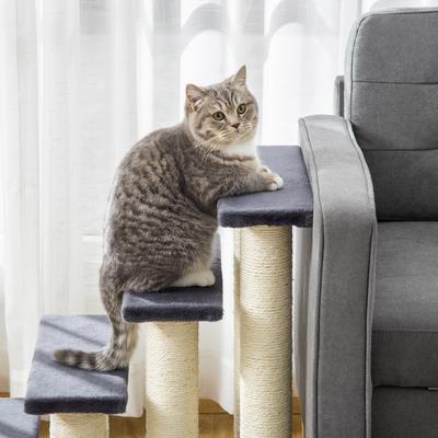 Show full view: PawHut 24-in Sisal Cat Tree with Stairway, Gray slide 10 of 10