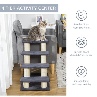 Show full view: PawHut 24-in Sisal Cat Tree with Stairway, Gray slide 8 of 10