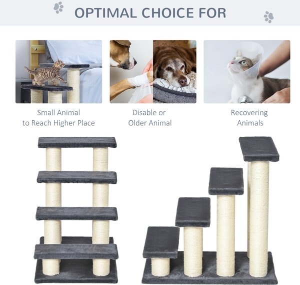 PawHut 24-in Cat Tree with Stairway, Light Brown