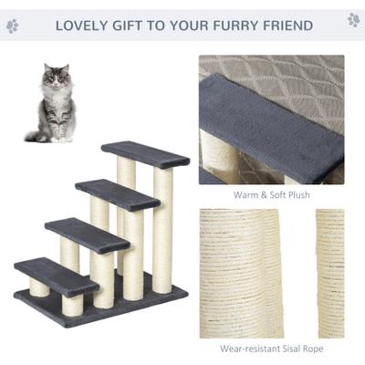 Show full view: PawHut 24-in Sisal Cat Tree with Stairway, Gray slide 5 of 10