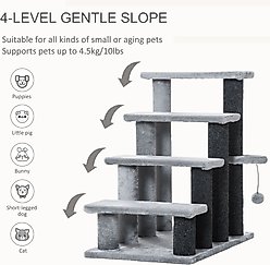 PawHut 25.3-in 4-Level Stair Ladder, with Hanging Play Ball & Steps for Bed Cat Tree, Light Grey slide 2 of 8