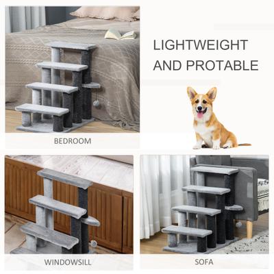 Show full view: PawHut 25.3-in 4-Level Stair Ladder, with Hanging Play Ball & Steps for Bed Cat Tree, Light Grey slide 8 of 9