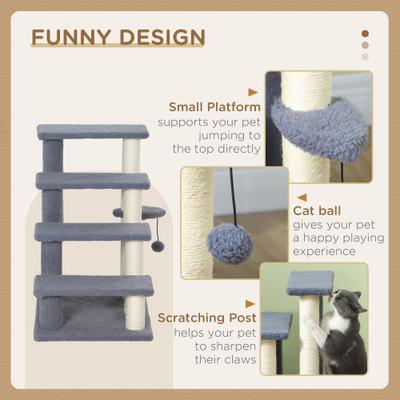 Show full view: PawHut 25-in Cat Tree with Stairs, Gray slide 6 of 10