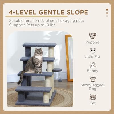 Show full view: PawHut 25-in Cat Tree with Stairs, Gray slide 5 of 10