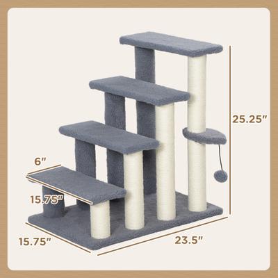 Show full view: PawHut 25-in Cat Tree with Stairs, Gray slide 4 of 10