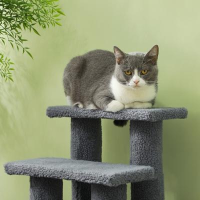 Show full view: PawHut 25-in Cat Tree with Stairway, Gray slide 8 of 10