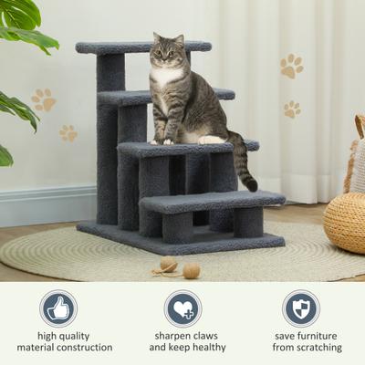 Show full view: PawHut 25-in Cat Tree with Stairway, Gray slide 6 of 10