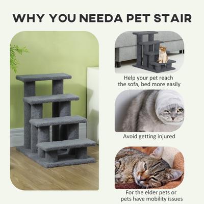 Show full view: PawHut 25-in Cat Tree with Stairway, Gray slide 5 of 10