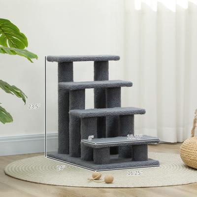 Show full view: PawHut 25-in Cat Tree with Stairway, Gray slide 3 of 10