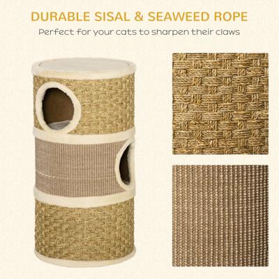 Show full view: PawHut 28-in 3 Story Sisal Cat Tree, Brown slide 6 of 9