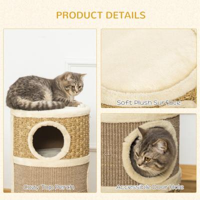 Show full view: PawHut 28-in 3 Story Sisal Cat Tree, Brown slide 5 of 9