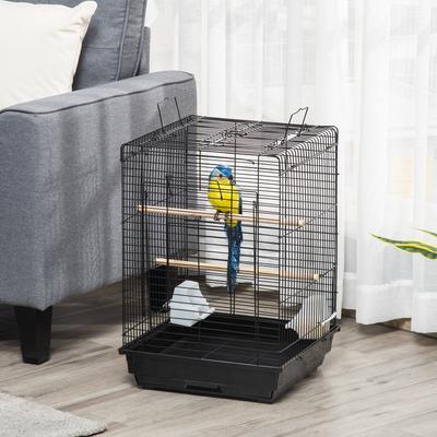 Show full view: PawHut 28-in Steel with Open Play Top Bird Cage, Black slide 3 of 9