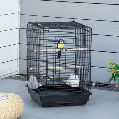 Show full view: PawHut 28-in Steel with Open Play Top Bird Cage, Black slide 4 of 9