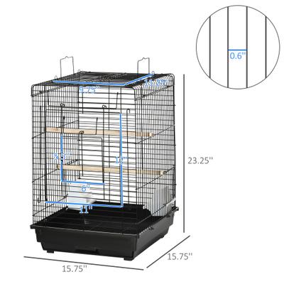 Show full view: PawHut 28-in Steel with Open Play Top Bird Cage, Black slide 5 of 9