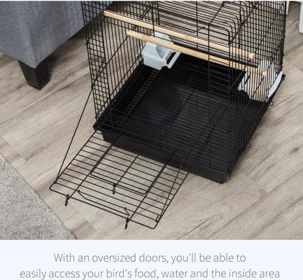 Show full view: PawHut 28-in Steel with Open Play Top Bird Cage, Black slide 8 of 9