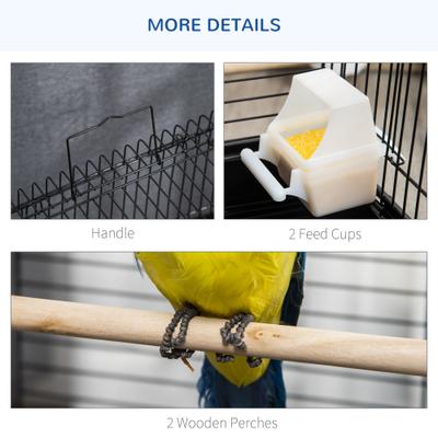 Show full view: PawHut 28-in Steel with Open Play Top Bird Cage, Black slide 9 of 9