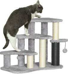 PawHut 2 in 1 20-in Cat Tree with Stairs, Light Gray