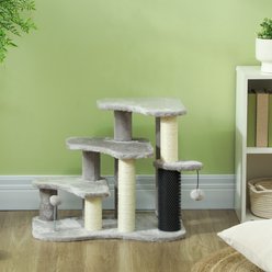 PawHut 2 in 1 20-in Cat Tree with Stairs, Light Gray slide 2 of 9