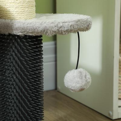 Show full view: PawHut 2 in 1 20-in Cat Tree with Stairs, Light Gray slide 8 of 10
