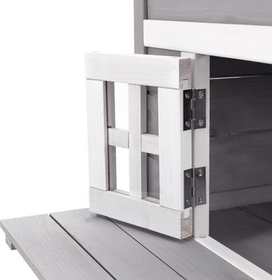 Show full view: PawHut 3-Story Outdoor Feral Cat House with Raised Floor, Gray slide 9 of 10