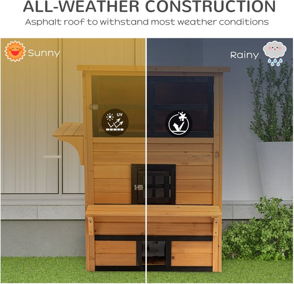 PawHut 3-Story Outdoor Feral Cat House with Raised Floor