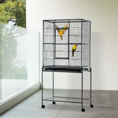 Show full view: PawHut 30-in Rolling Metal Bird Cage, Black & Gray slide 4 of 8