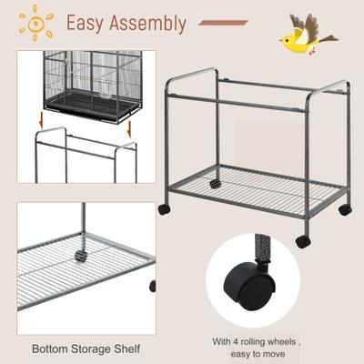 Show full view: PawHut 30-in Rolling Metal Bird Cage, Black & Gray slide 6 of 8