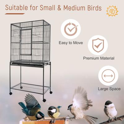 Show full view: PawHut 30-in Rolling Metal Bird Cage, Black & Gray slide 8 of 8