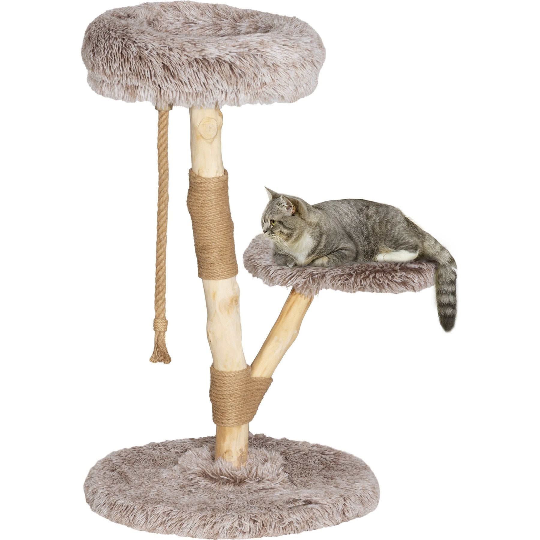 PawHut 35-in Wooden Cat Tree, Brown