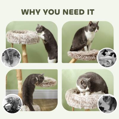 Show full view: PawHut 35-in Wooden Cat Tree, Brown slide 7 of 10