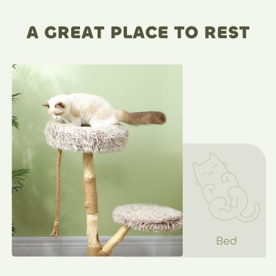 Show full view: PawHut 35-in Wooden Cat Tree, Brown slide 6 of 10