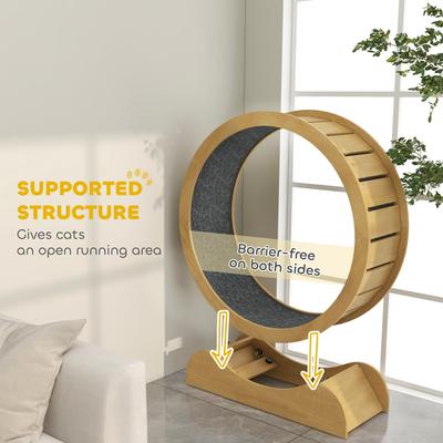 Show full view: PawHut 39-in Cat Exercise Wheel with Brake, Natural, 44.5 x 14.4 x 47.6-in slide 5 of 10