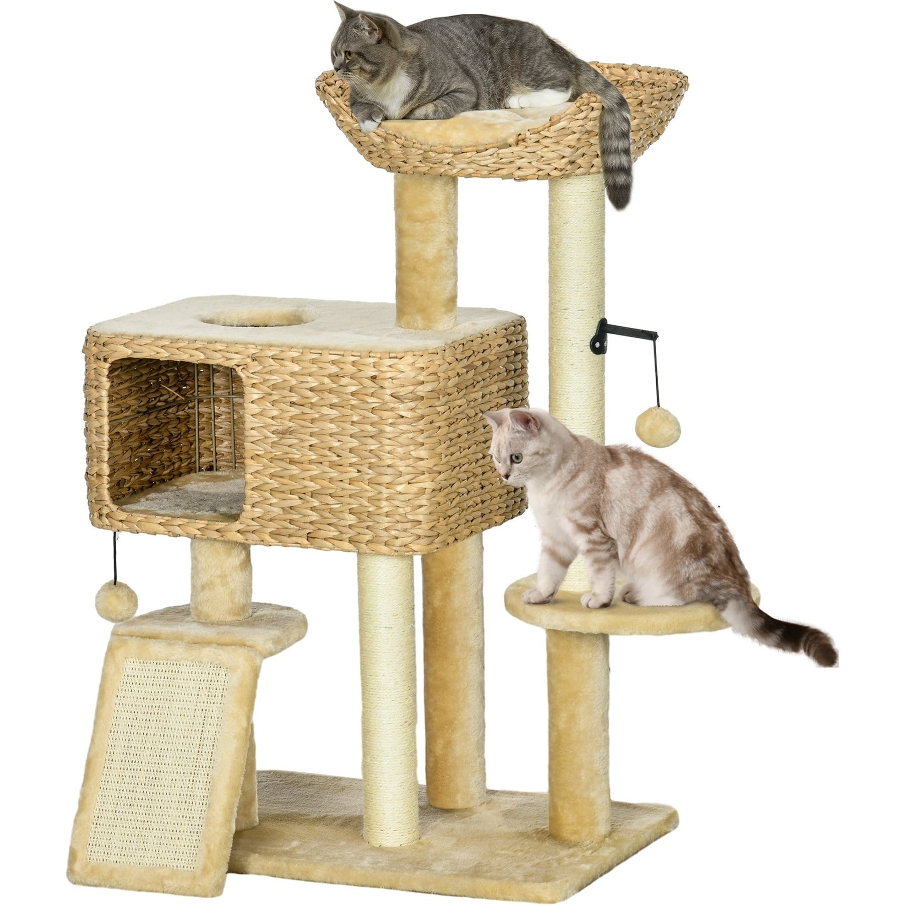 PawHut 39-in Plush Cat Tree, Beige