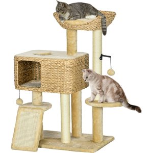 PawHut 39-in Plush Cat Tree, Beige