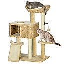 PawHut 39-in Plush Cat Tree, Beige