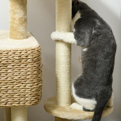 Show full view: PawHut 39-in Plush Cat Tree, Beige slide 7 of 9