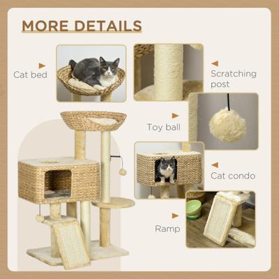 Show full view: PawHut 39-in Plush Cat Tree, Beige slide 6 of 9