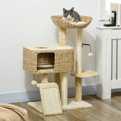 Show full view: PawHut 39-in Plush Cat Tree, Beige slide 2 of 9