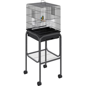 PawHut 44.5-in Metal Indoor Starter Kit Bird Cage, Black