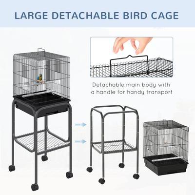 Show full view: PawHut 44.5-in Metal Indoor Starter Kit Bird Cage, Black slide 7 of 9