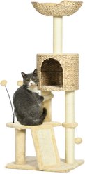 PawHut 46-in Cat Tree with Scratching Posts & Condo, Beige, 17.75 x 15.75 x 45.75-in