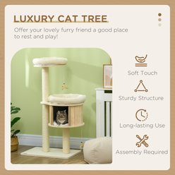 PawHut 47-in Sisal Cat Tree, Natural slide 2 of 9