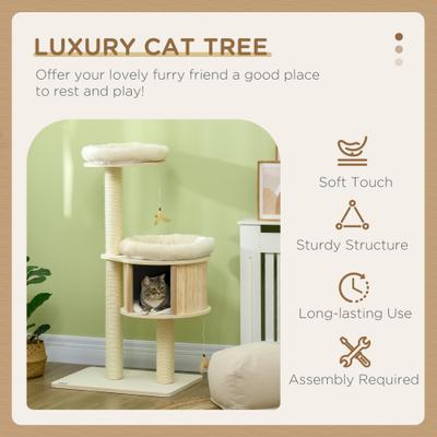 Show full view: PawHut 47-in Sisal Cat Tree, Natural slide 4 of 9