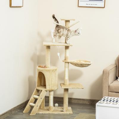 Show full view: PawHut 53-in Sisal Cat Tree, Beige slide 3 of 10