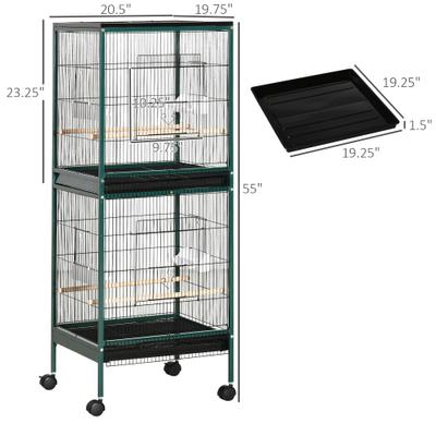 Show full view: PawHut 55-in 2-in1 Aviary Bird Cage, Green slide 5 of 10