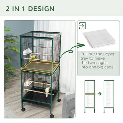 Show full view: PawHut 55-in 2-in1 Aviary Bird Cage, Green slide 6 of 10