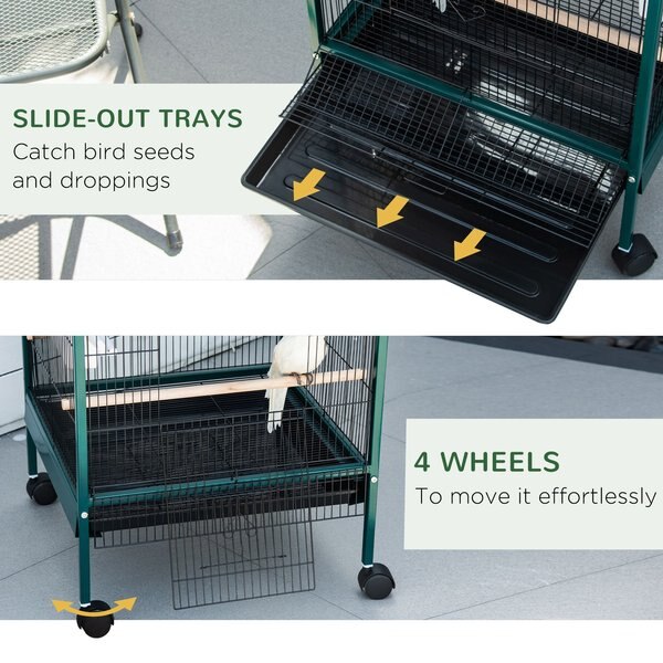 PawHut 55-in 2-in1 Aviary Bird Cage, Green