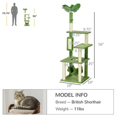 Show full view: PawHut 56-in Cat Tree, Green slide 4 of 10