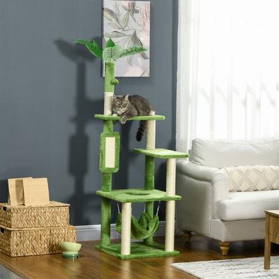 Show full view: PawHut 56-in Cat Tree, Green slide 3 of 10