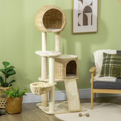 Show full view: PawHut 59-in Sisal Cat Tree, Beige slide 8 of 10